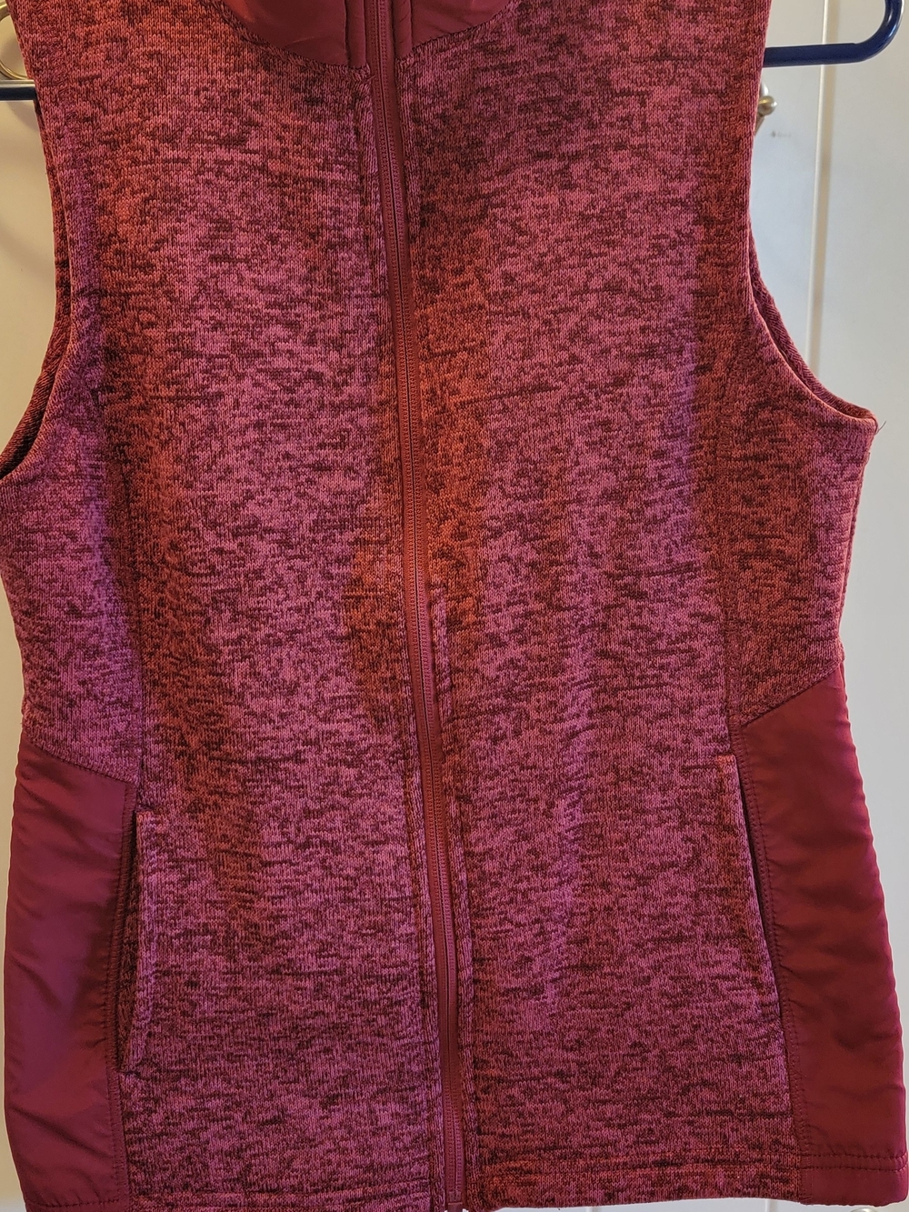 Faded Glory Berry Pink Quilted-Trim Full-Zip Vest
